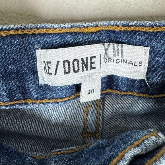 Re/Done Originals High Rise Ankle Crop Jeans in Mid 70s Wash Button Fly Size 30 - Picture 4 of 10